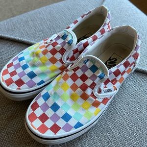 Vans kids rainbow checkerboard slip-one size 2